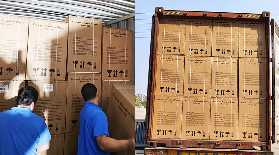 客戶Equator滾筒衣服烘干機(jī)快速裝柜完畢  蓄勢(shì)待發(fā)！